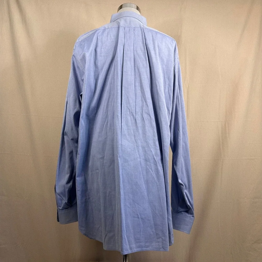 Gitman Bros 18.5 40 Tall Vintage Pinpoint Oxford Dress Shirt Blue Solid Cotton